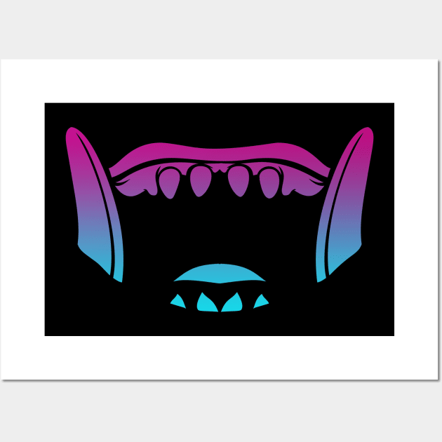 Bali Barong Boar Mask Teeth Vaporwave Wall Art by aaallsmiles